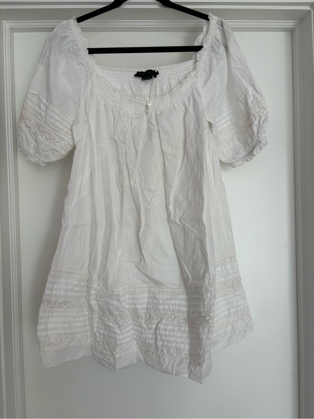 Hatch White Peasant Mini Dress